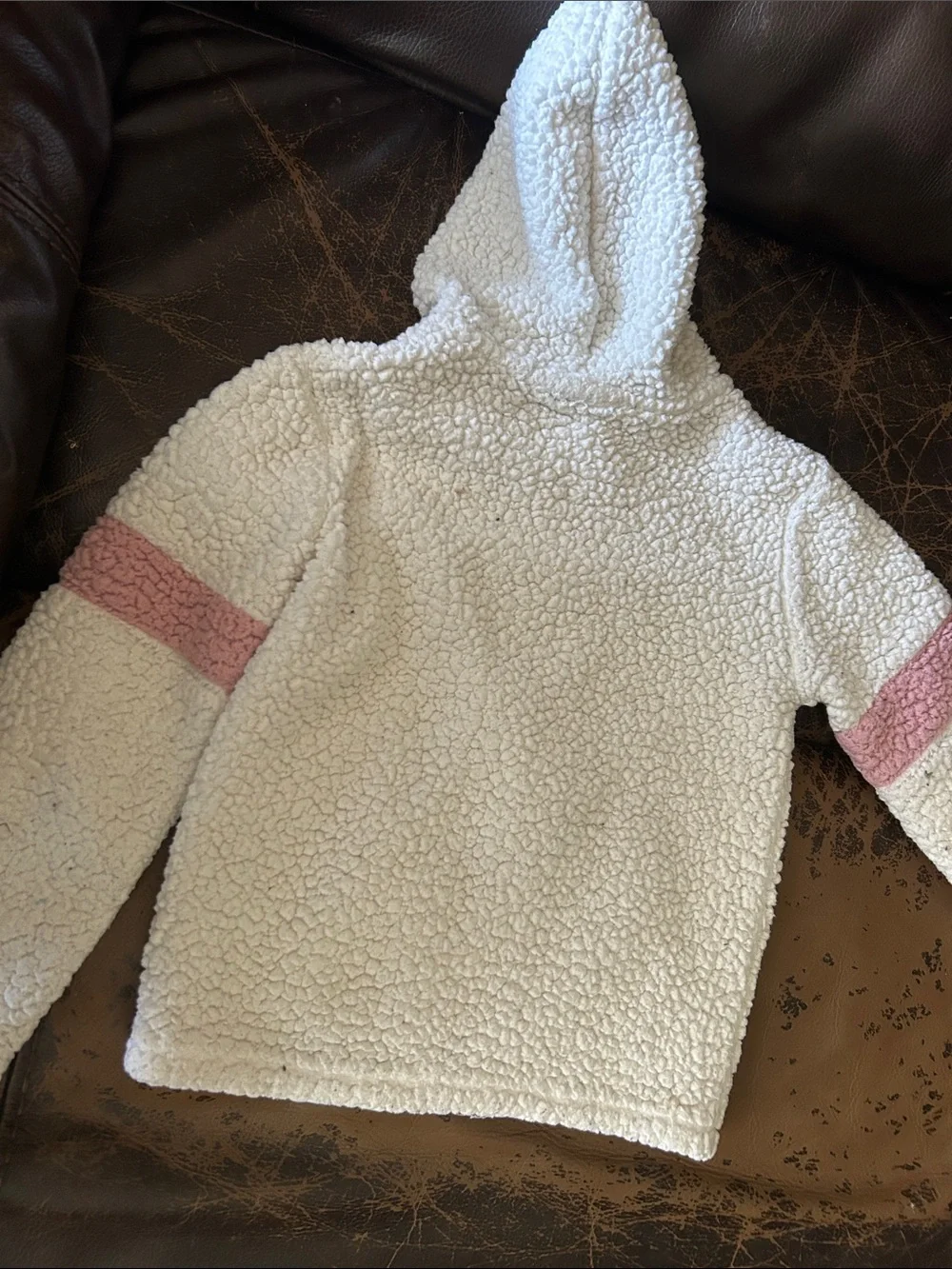 The Children's Place Cream Sherpa Pea Coat with Pink Accents